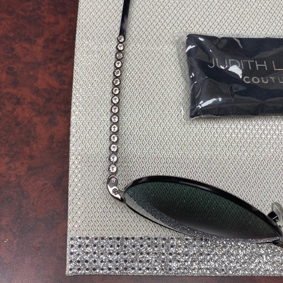Judith Lieber Couture MadeinItaly Crystal Top Bottom Frames Oversized Aviators - Picture 10 of 16